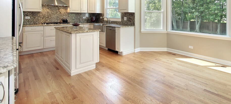 hardwood floor under kitchen cabinet