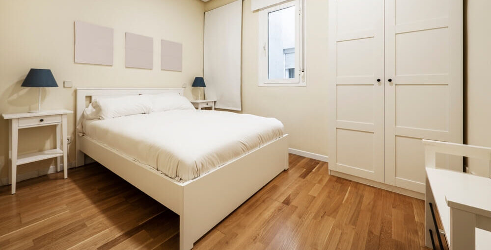 rich oak wood flooring bedroom